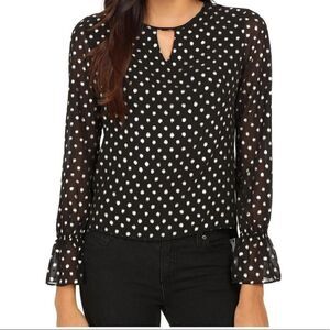 Amanda Uprichard Aurelia Black Gold Dot Blouse